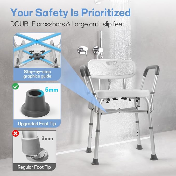 TABEKE Shower Chair for Inside Shower, Shower Chair - Image 4