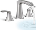 3 Hole Roman Tub Faucet Waterfall Brass Brushed Nickel Bathtub Faucet Set by HOIGY