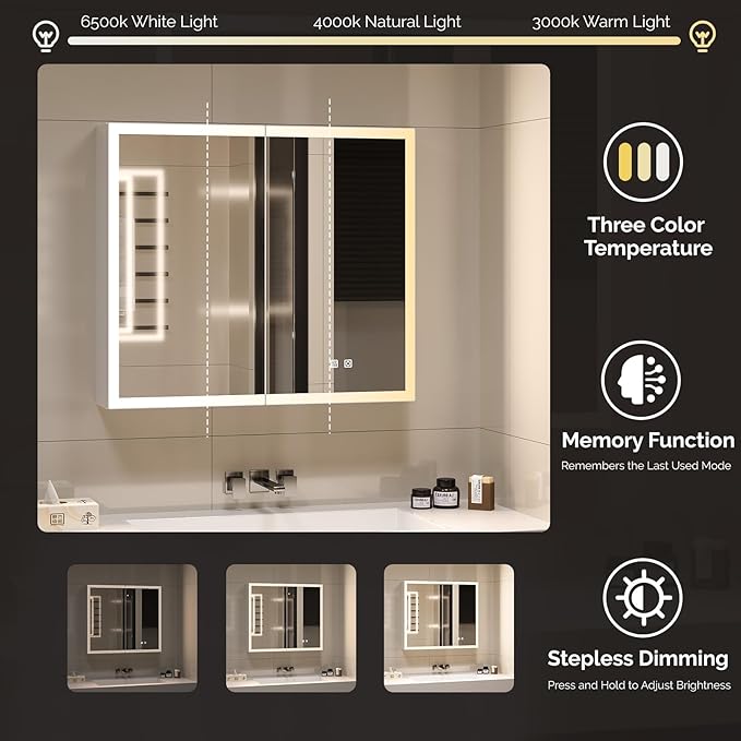 VINGLI Lighted Medicine Cabinet - Image 4