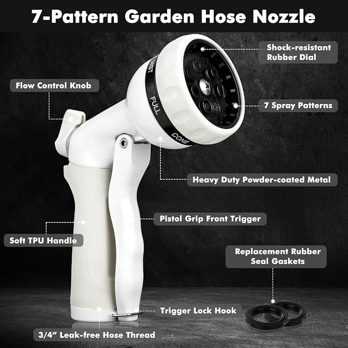 RESTMO Garden Hose Nozzle, Heavy Duty Metal Water Hose Nozzle - Image 2