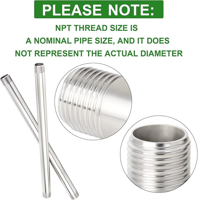 TAISHER 2PCS Stainless Steel Pipe Fittings, 1/4" NPT Male x 1/4" NPT Male - Image 4