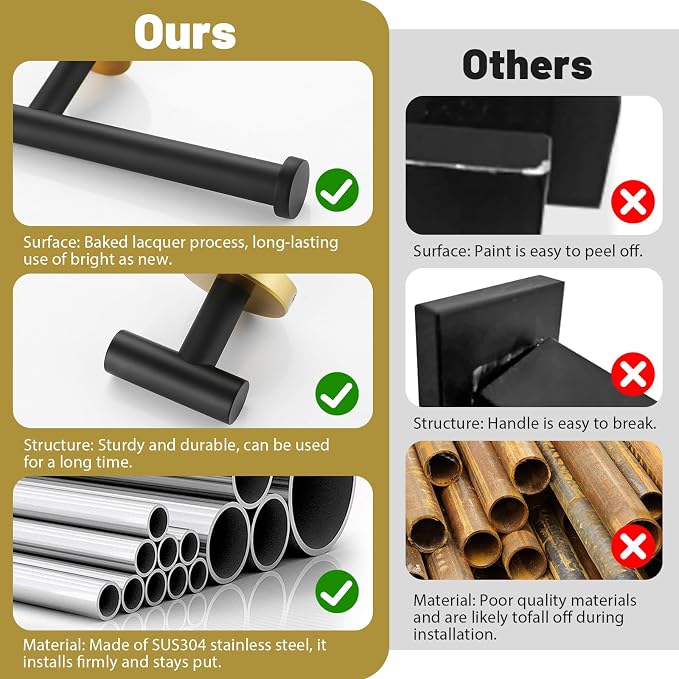 Black and Gold Towel Bar Set 10 Pieces Bathroom Hardware Accessories Set - Image 2