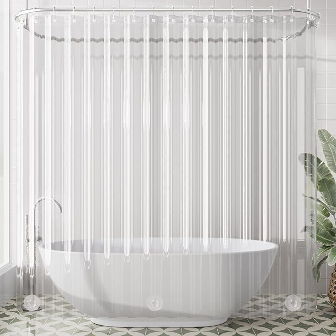 AmazerBath Extra Wide Shower Curtain Clear 108 Inches Wide, Wrap Around Shower by AmazerBath