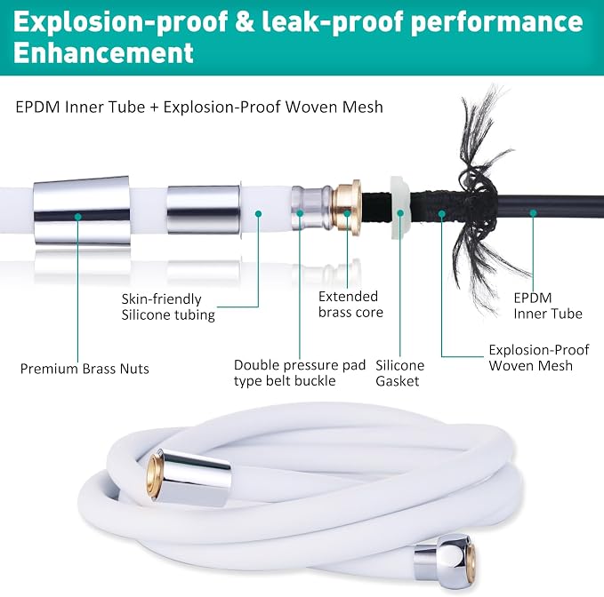 Ultra-Soft Silicone Shower Hose 59 Inches - Image 2