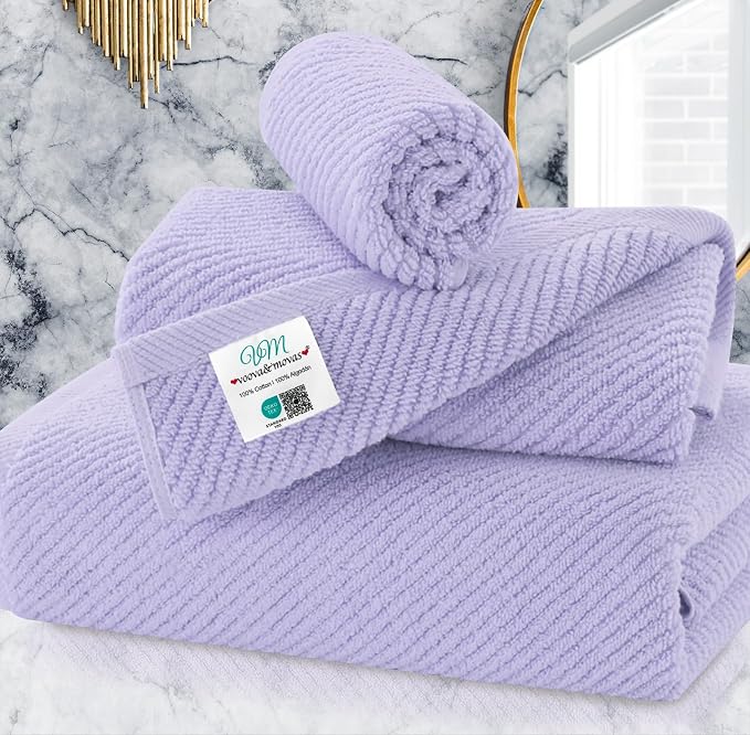 VOOVA & MOVAS Towels for Bathroom, 100% Cotton | Quick Dry | Soft | Thick | by VOOVAMOVAS