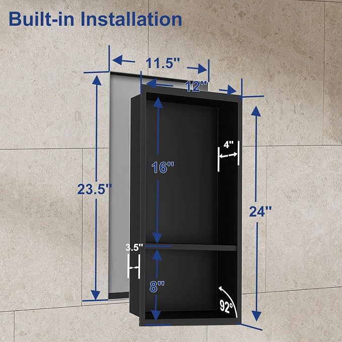 Shower Niche, Stainless Steel Elegant Bathroom Niche, No Tile Needed Recessed - Image 2