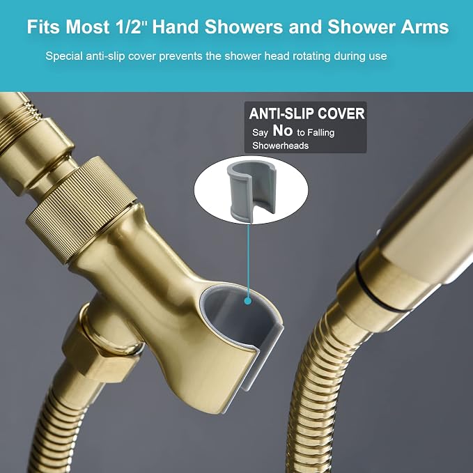 Shower Head Holder All Metal Adjustable Handheld Shower Arm Mount, 1/2" Shower - Image 5