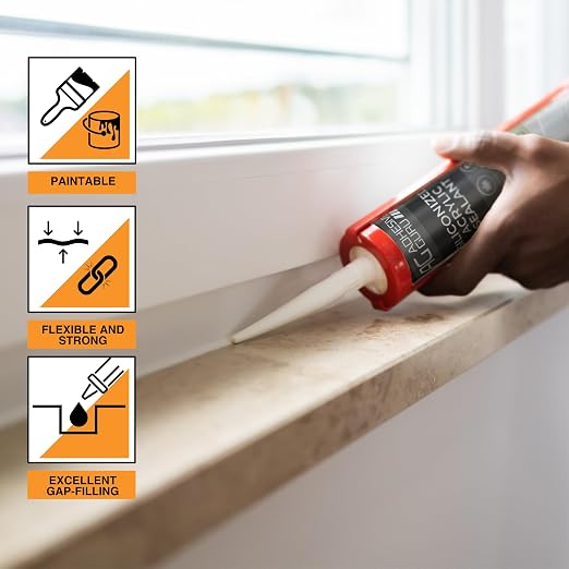 Adhesive Guru AG530 Siliconized Acrylic Sealant, Waterproof Paintable Caulk - Image 3