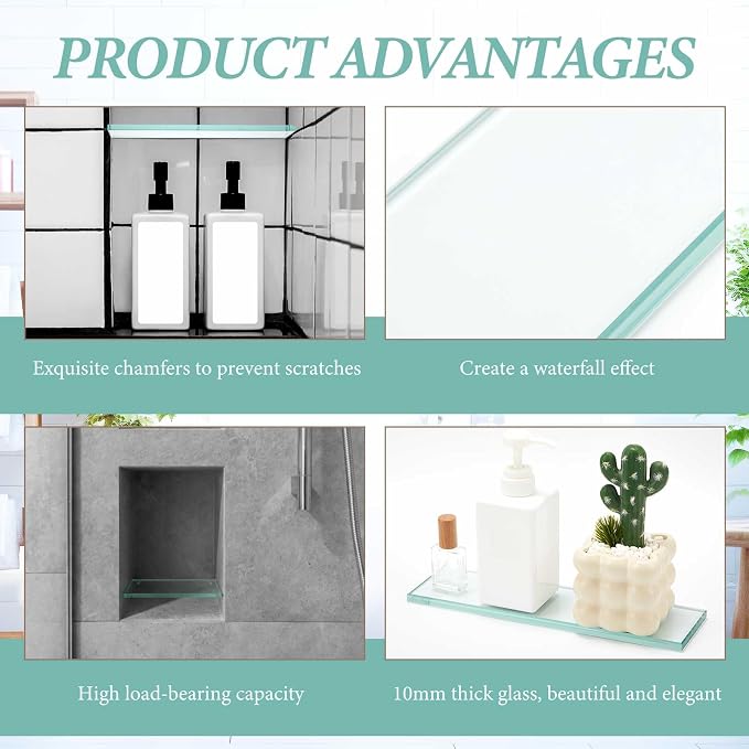 1 Pcs 13-5/8" x 4-1/4" x 3/8'' Glass Shelf - Image 5
