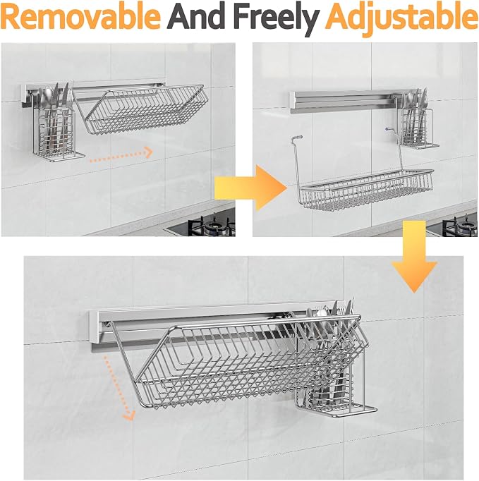 MINGLING Stainless Steel Shower Caddy, 41 cm Wall Back Crossbar Rustproof - Image 4