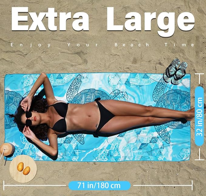 4 Pack Microfiber Lightweight Beach Towel Sand Free Quick Dry Absorbent Thin - Image 2