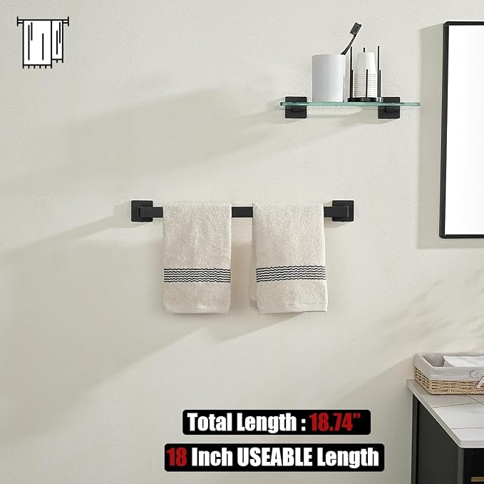 JQK Black Towel Bar, Rounded Edges 20.41 Inch Towel Rack, 304 Stainless Steel - Image 5