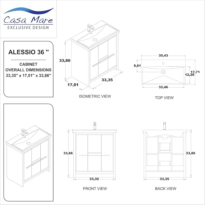 36 Inch Single Sink Bathroom Vanity | Made of Wood | Soft Closing Doors & - Image 3