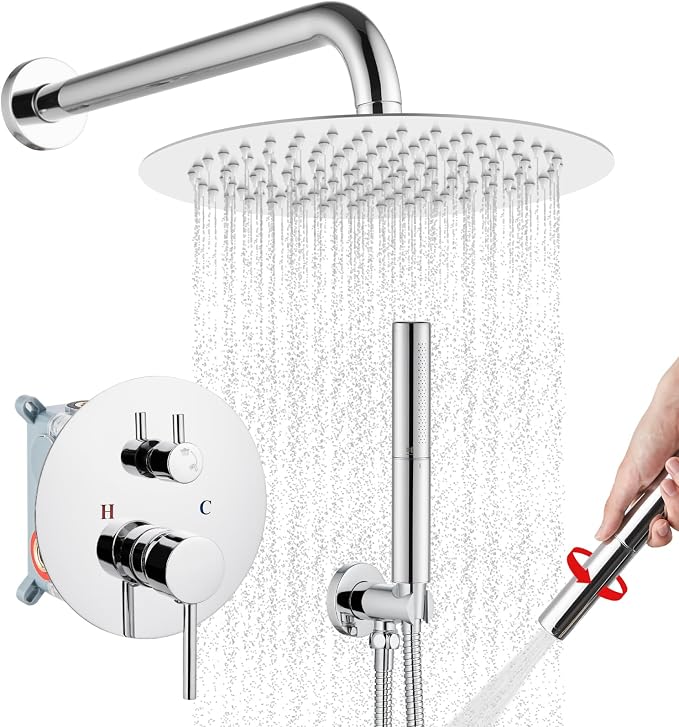 Airuida Shower Fixtures 2 Functions Shower Faucet Set Wall Mounted by Airuida