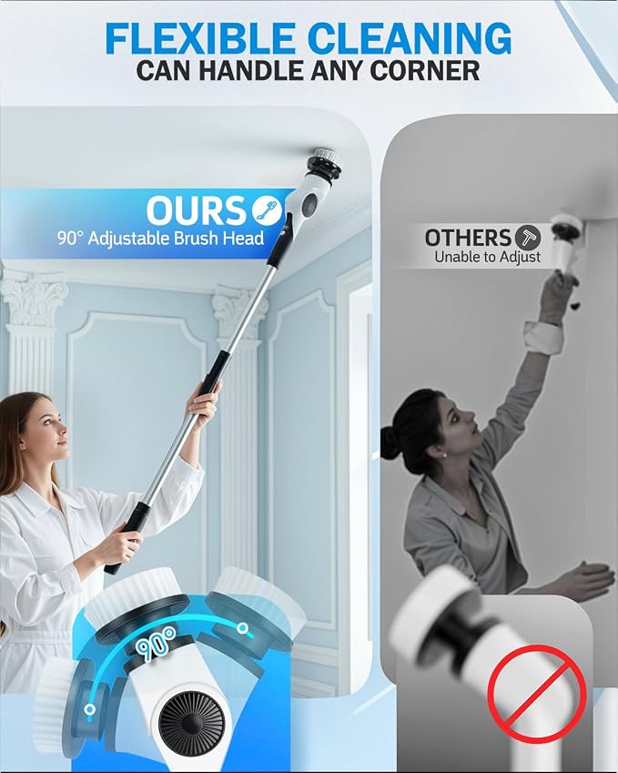 Electric Spin Scrubber, 3-Speed Cordless Shower Scrubber - Image 3