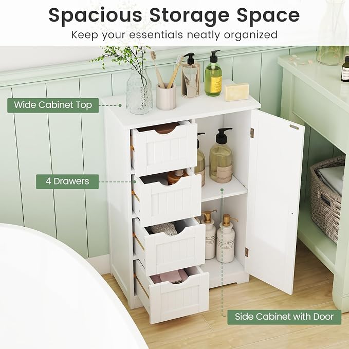 Tangkula Bathroom Floor Cabinet, Freestanding Storage Cabinet - Image 7