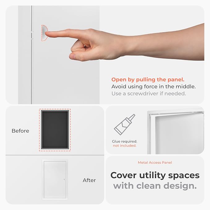 12 x 20 Inch White Rectangular Metal Plumbing Access Panel - Image 3