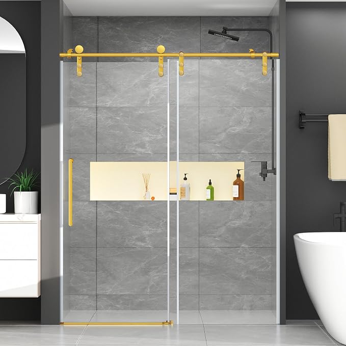 Chabatree Shower Door 60" W x 76" H Frameless Sliding Shower Door, Frameless by Unknown