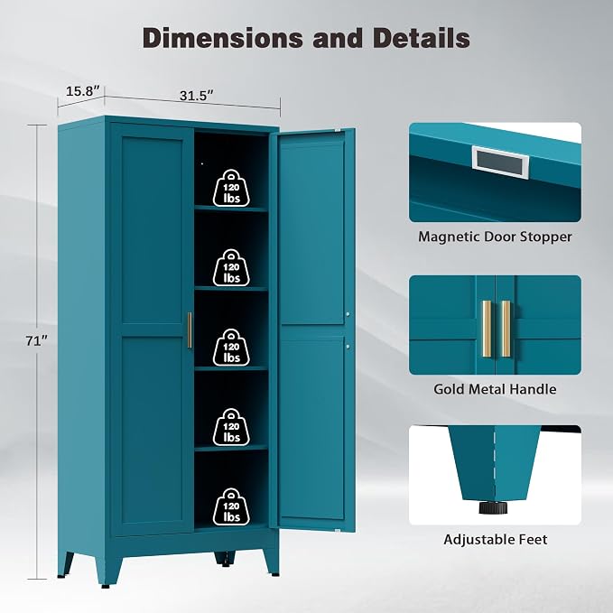 71” Tall Pantry Storage Cabinet, Kitchen Cabinets, Metal Cupboard - Image 3