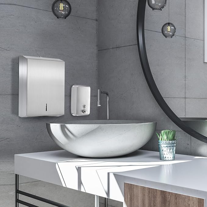3 Pcs Commercial Toilet Paper Dispenser and Soap Dispenser Set-Stainless Steel - Image 4