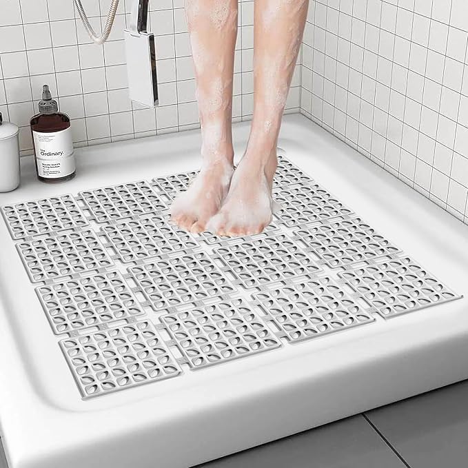Shower Mat Non Slip，24"X24" Bathtub Mat Non Slip Square Shower Mats by Apacal