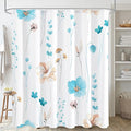 Gibelle Watercolor Floral Shower Curtain, Light Blue Beige Flower Shower Curtain by Gibelle