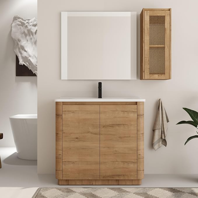 36 Inch Bathroom Vanity with Sink, Wooden Bathroom Cabinet with Soft Close Doors by BeyondYourImagination
