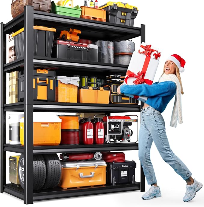 71" H-46 W Garage Shelving, 5-Tier Heavy Duty Storage Shelves, Adjustable Metal by Unknown