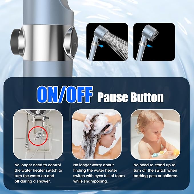 Filtered Shower Head with Handheld, High Pressure 3 Spray Mode Showerhead with - Image 6