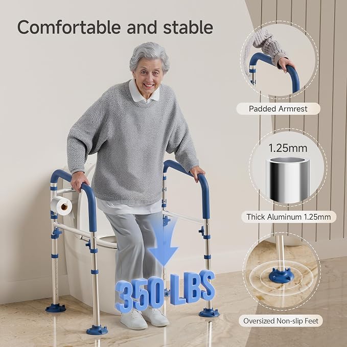 Toilet Safety Rails for Seniors, Height-Adjustable Toilet Frame - Image 2
