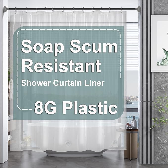 AmazerBath Extra Long Shower Curtains 96 Length, Tall Shower Curtain Liner by AmazerBath