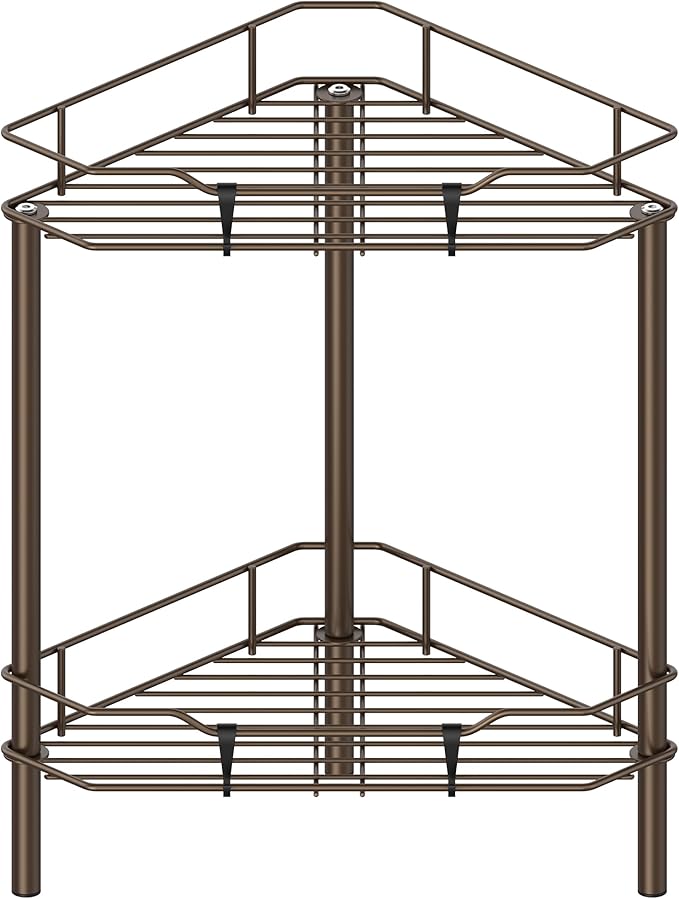2 Tier Floor Standing Corner Shower Caddy Organizer Shelf by HuggieGems