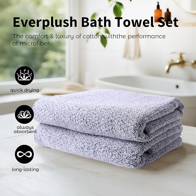 Everplush 6-Piece Premium Bath Towel Set – Plush Jacquard Luxury Towels - Image 3