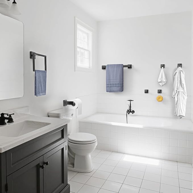 10-Pieces Towel Racks for Bathroom, Matte Black Bathroom Accessory Set - Image 6