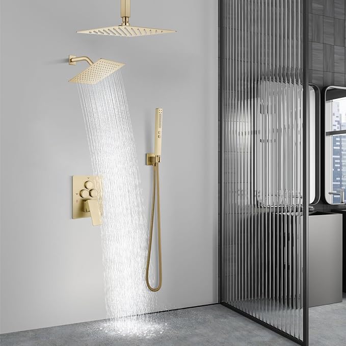 Aolemi Shower Faucet Set Ceiling Mount Shower System Rough-in Valve and Shower - Image 9