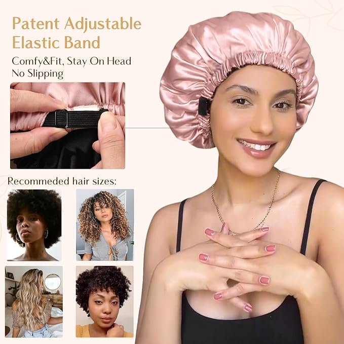 YANIBEST Adjustable Satin Bonnet Double Layer Hair Bonnet - Image 5