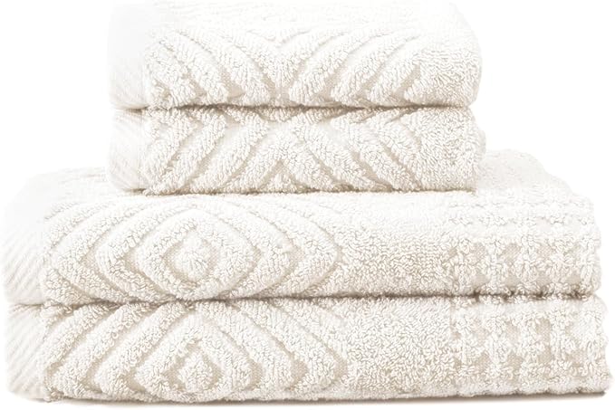 Texere 100% Organic Cotton Diamond Jacquard 700 GSM Luxury Bath Towel Sets by TexereSilk