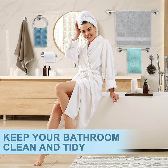 Gisafai 20 Pcs Bathroom Hardware Set, 23.6 Inch Brushed Towel Bar Ring Toilet - Image 5