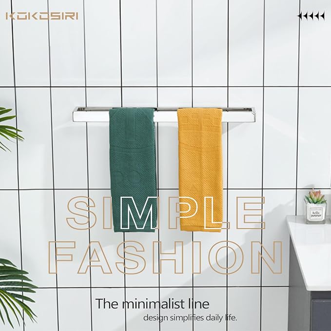 KOKOSIRI Towel Holder Chrome Bath Towel Bar Rack 20-Inch Kitchen Holder - Image 9