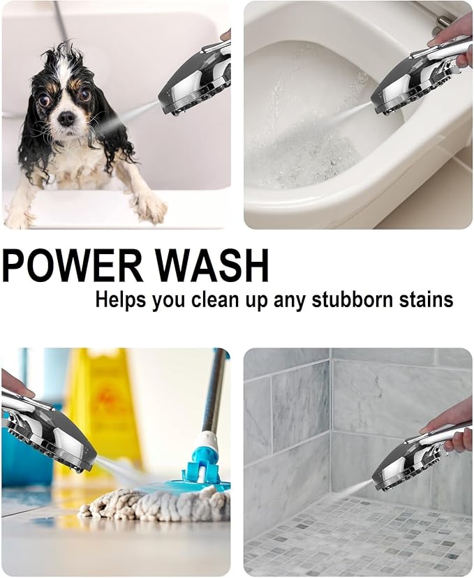 Shower Head With Handheld 7 Settings High Pressure, Built-in Power Wash to - Image 5