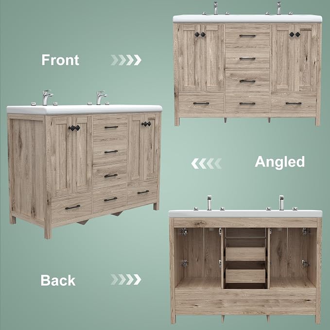 48 Inch Bathroom Vanity with Sink, Bathroom Vanity Cabinet with Doulble Sink - Image 5