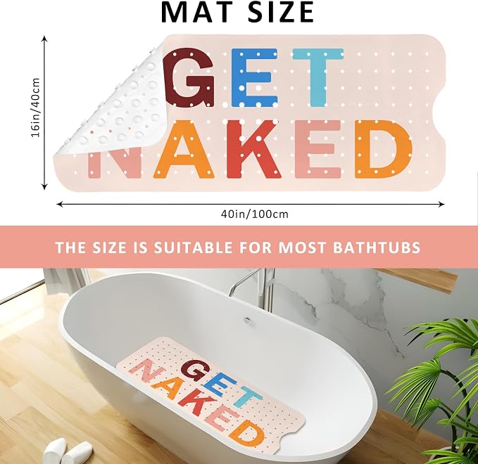 Get Naked Bath Mat for Tub, Non Slip Bathtub Mat for Baby Rubber Tub Mat - Image 3