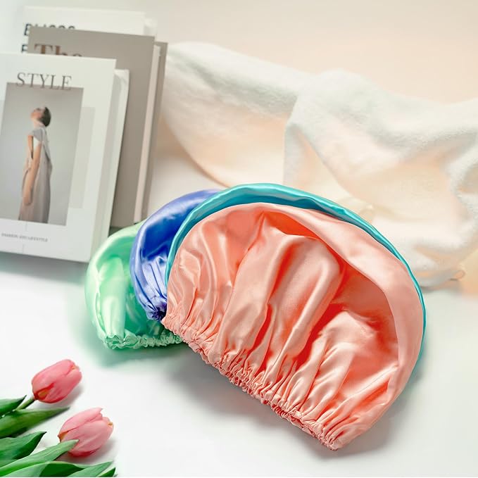 AmazerBath Shower Cap, Double Layers Hair Cap - Image 6