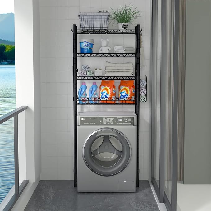 Over Toilet Bathroom Organizer, Adjustable 4-Tier Over The Toilet Storage Shelf - Image 7