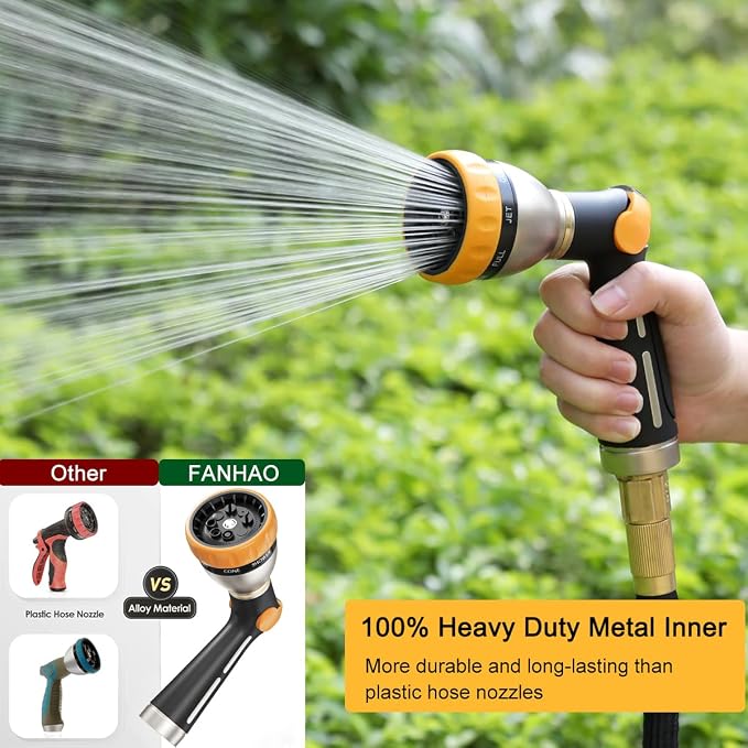 FANHAO Garden Hose Nozzle, 100% Heavy Duty Metal Spray Nozzle - Image 2