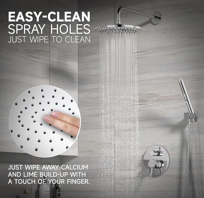 Lava Odoro Modern 3-Setting Round Rain Bathtub and Shower Faucet Set, Chrome - Image 3