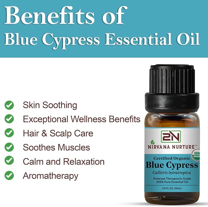 Blue Cypress Essential Oil USDA Certified Organic, 100% Pure Natural Premium - Image 3