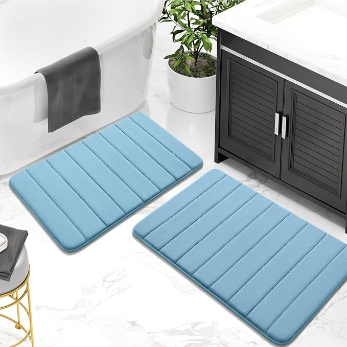 Buganda Memory Foam Bath Mat, Ultra Soft and Non-Slip Bathroom Rugs, Water - Image 8