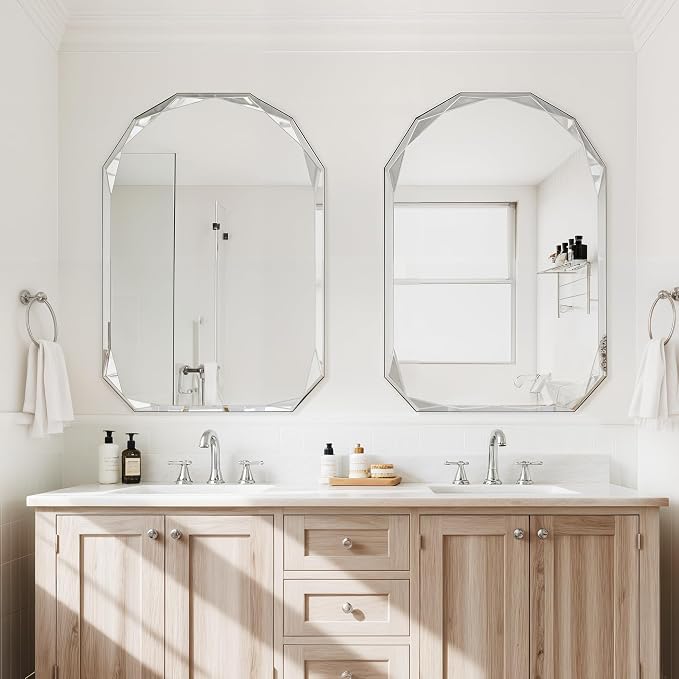 Bathroom Mirror for Wall, Bathroom Vanity Mirrors, Beveled Edge Frameless Wall - Image 2