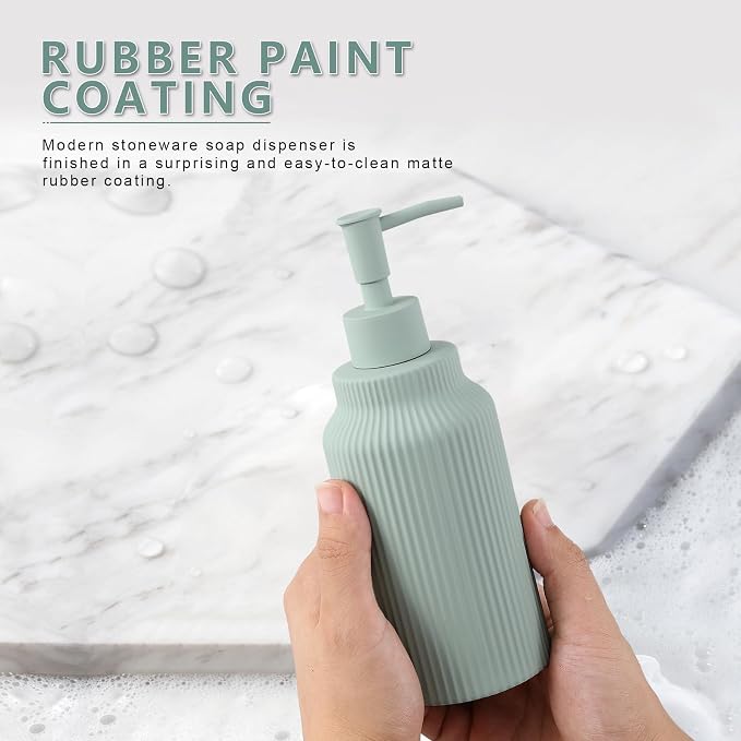 Modern Ceramic Soap Dispenser for Bathroom，14oz Ceramic Soft Touch Hand Lotion - Image 2